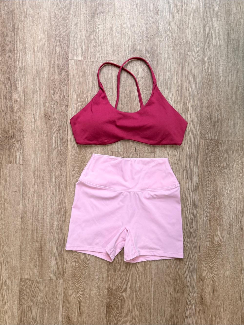 Pink Active Shorts and Sports Bra Set